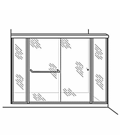 Semi-Frameless Bypass Door Shower Enclosure with 2 Inline Panels