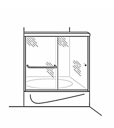 Semi-Frameless Bypass Door Shower Tub Enclosure