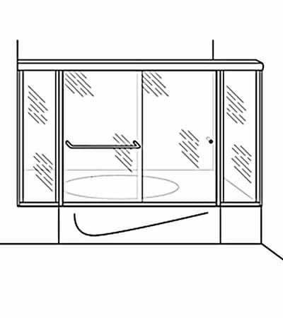 Semi-Frameless Bypass Door Shower Tub Enclosure with 2 Inline Panels