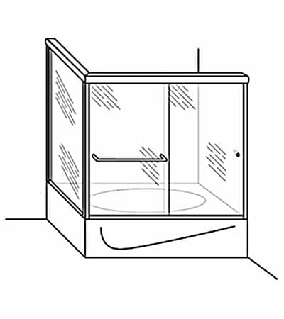 Semi-Frameless Bypass Door Shower Tub Enclosure with Return Panel