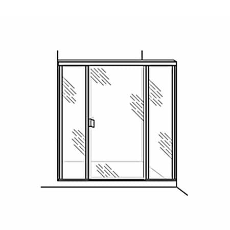 Semi-Frameless Door with 2 Inline Panels - DSI Glass Aurora